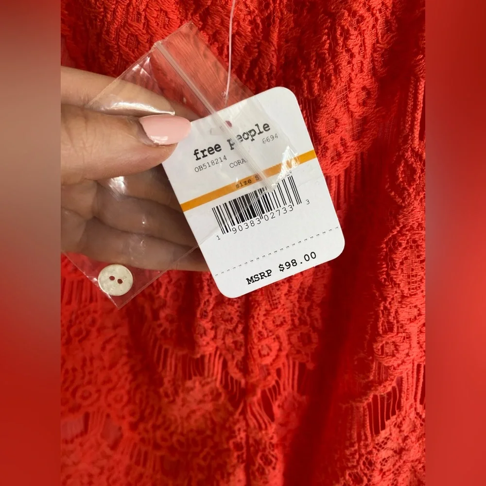 Free People Red Backless Lace Mini Dress